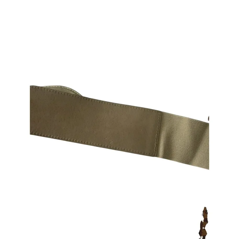 INC Small / Medium Gold Faux Leather Bow Belt Cumberbund Wedding Stretch #7335